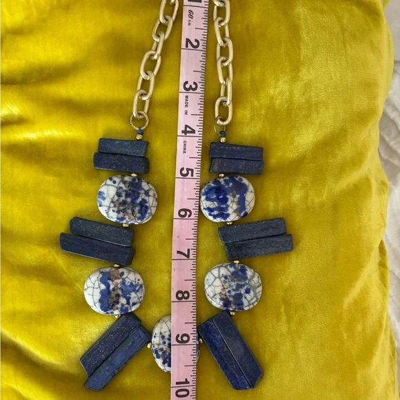 Lapis stone necklace with gold chain - Picture 2 of 8